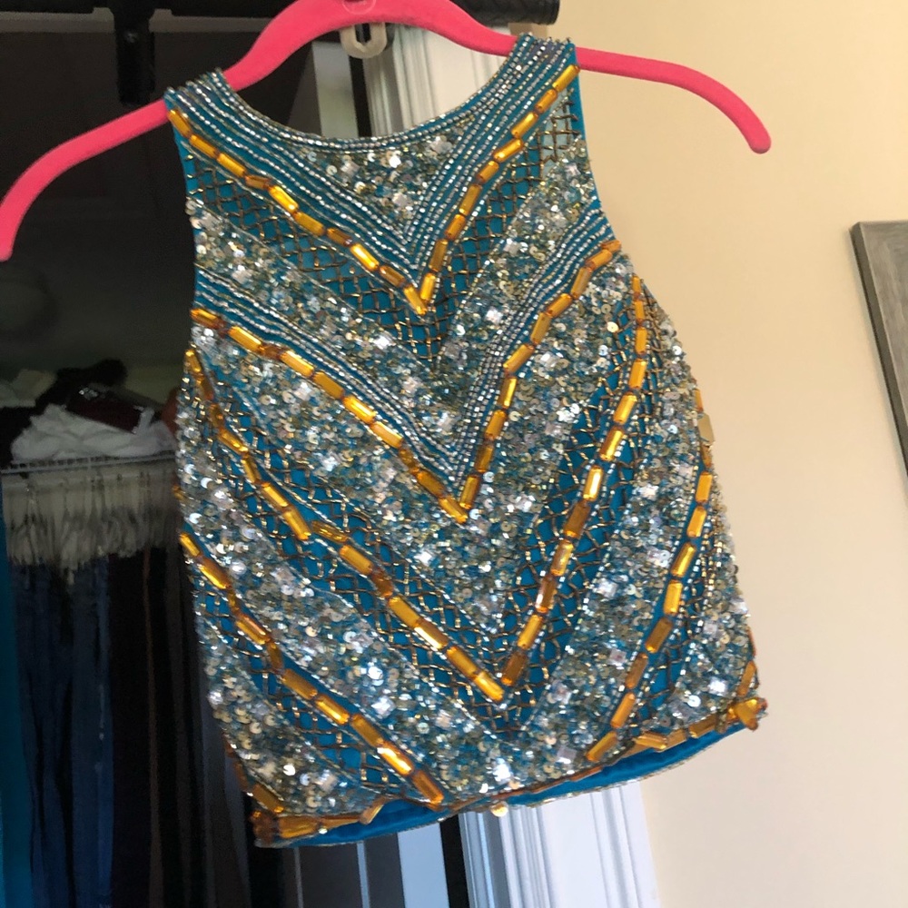 2 piece beaded prom dress